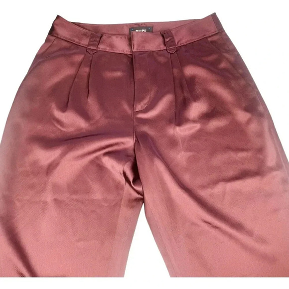 Paige Women's Maroon Kodie Crop Satin Trouser Pants - Picture 9 of 11